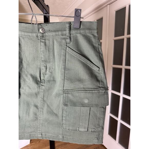 Rock & Republic Green Cargo Utility Mini Skirt Size 6 Womens Cotton Stretch - Picture 2 of 6